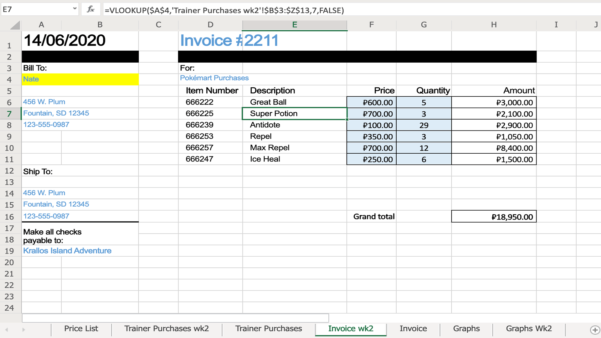 Microsoft excel invoice spreadsheet